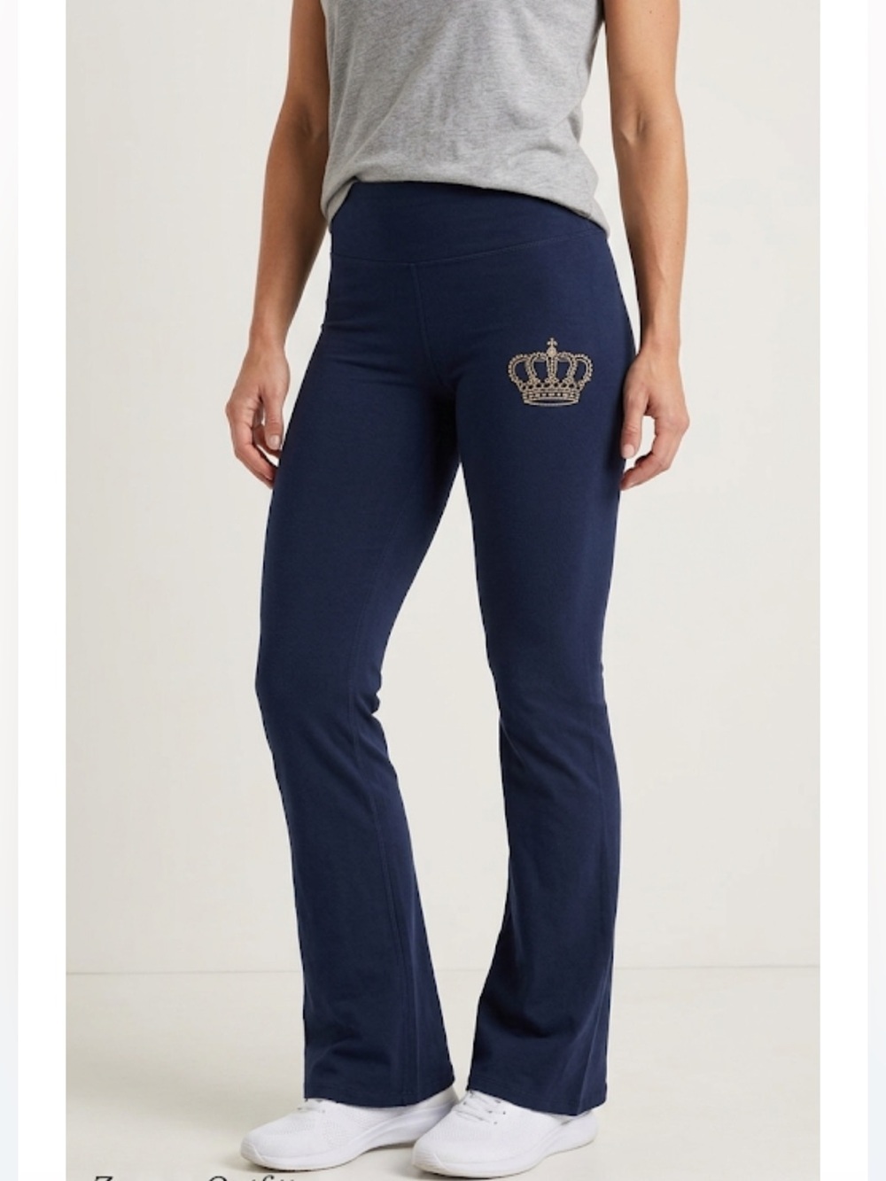 Zenana Outfitters Navy Leggings with Crown Design